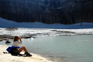Travel Planning includes small details like remembering the binoculars! / Studying Grinnell Glacier w/binoculars - (c) 2006 Ted Grellner Travel Planning includes remembering the binoculars / Studying Glacier w/binoculars - (c) 2006 Ted Grellner